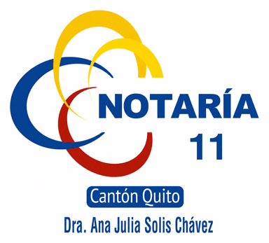 Logotipo institucional: Notaría 11, Cantón Quito, Dra. Ana Julia Solis Chávez